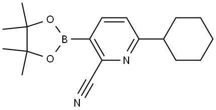 6-cyclohexyl-3-(4,4,5,5-tetramethyl-1,3,2-dioxaborolan-2-yl)picolinonitrile Struktur