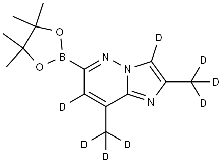 2,8-bis(methyl-d3)-6-(4,4,5,5-tetramethyl-1,3,2-dioxaborolan-2-yl)imidazo[1,2-b]pyridazine-3,7-d2 Struktur