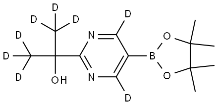 2-(5-(4,4,5,5-tetramethyl-1,3,2-dioxaborolan-2-yl)pyrimidin-2-yl-4,6-d2)propan-1,1,1,3,3,3-d6-2-ol Struktur