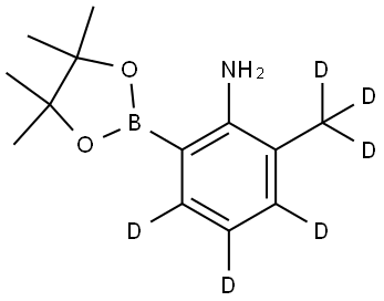 2-(methyl-d3)-6-(4,4,5,5-tetramethyl-1,3,2-dioxaborolan-2-yl)benzen-3,4,5-d3-amine Struktur