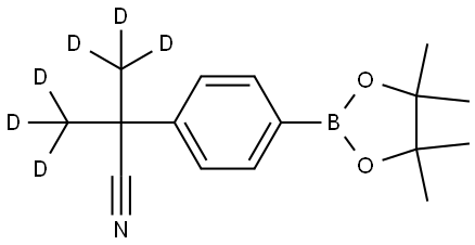 2-(methyl-d3)-2-(4-(4,4,5,5-tetramethyl-1,3,2-dioxaborolan-2-yl)phenyl)propanenitrile-3,3,3-d3 Struktur