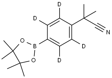 2-methyl-2-(4-(4,4,5,5-tetramethyl-1,3,2-dioxaborolan-2-yl)phenyl-2,3,5,6-d4)propanenitrile Struktur