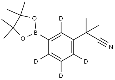 2-methyl-2-(3-(4,4,5,5-tetramethyl-1,3,2-dioxaborolan-2-yl)phenyl-2,4,5,6-d4)propanenitrile Struktur