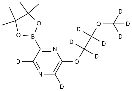 2-(2-(methoxy-d3)ethoxy-1,1,2,2-d4)-6-(4,4,5,5-tetramethyl-1,3,2-dioxaborolan-2-yl)pyrazine-3,5-d2 Struktur