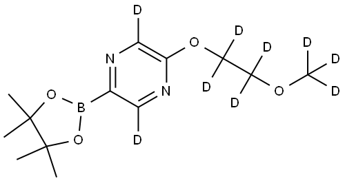 2-(2-(methoxy-d3)ethoxy-1,1,2,2-d4)-5-(4,4,5,5-tetramethyl-1,3,2-dioxaborolan-2-yl)pyrazine-3,6-d2 Struktur