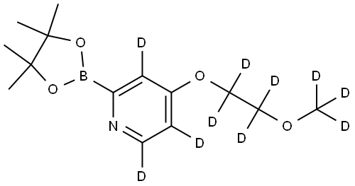 4-(2-(methoxy-d3)ethoxy-1,1,2,2-d4)-2-(4,4,5,5-tetramethyl-1,3,2-dioxaborolan-2-yl)pyridine-3,5,6-d3 Struktur