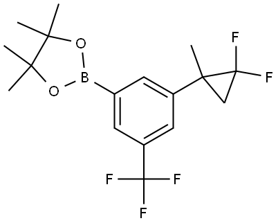 2-(3-(2,2-difluoro-1-methylcyclopropyl)-5-(trifluoromethyl)phenyl)-4,4,5,5-tetramethyl-1,3,2-dioxaborolane Struktur