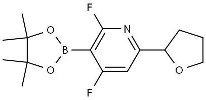 2,4-difluoro-6-(tetrahydrofuran-2-yl)-3-(4,4,5,5-tetramethyl-1,3,2-dioxaborolan-2-yl)pyridine Struktur