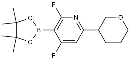 2,4-difluoro-6-(tetrahydro-2H-pyran-3-yl)-3-(4,4,5,5-tetramethyl-1,3,2-dioxaborolan-2-yl)pyridine Struktur