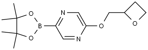 2-(oxetan-2-ylmethoxy)-5-(4,4,5,5-tetramethyl-1,3,2-dioxaborolan-2-yl)pyrazine Struktur