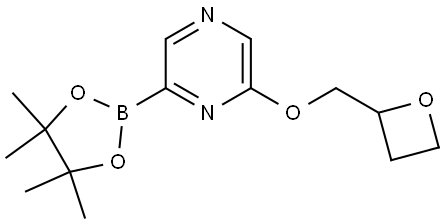 2-(oxetan-2-ylmethoxy)-6-(4,4,5,5-tetramethyl-1,3,2-dioxaborolan-2-yl)pyrazine Struktur