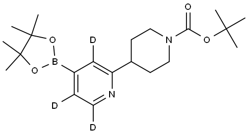 tert-butyl 4-(4-(4,4,5,5-tetramethyl-1,3,2-dioxaborolan-2-yl)pyridin-2-yl-3,5,6-d3)piperidine-1-carboxylate Struktur