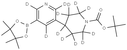 tert-butyl 4-(5-(4,4,5,5-tetramethyl-1,3,2-dioxaborolan-2-yl)pyridin-3-yl-2,4,6-d3)piperidine-1-carboxylate-2,2,3,3,4,5,5,6,6-d9 Struktur