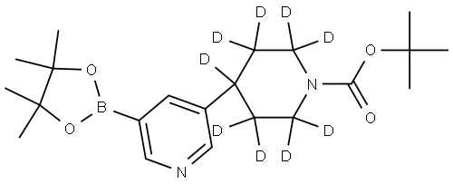 tert-butyl 4-(5-(4,4,5,5-tetramethyl-1,3,2-dioxaborolan-2-yl)pyridin-3-yl)piperidine-1-carboxylate-2,2,3,3,4,5,5,6,6-d9 Struktur