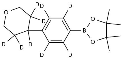 4,4,5,5-tetramethyl-2-(4-(tetrahydro-2H-pyran-4-yl-3,3,4,5,5-d5)phenyl-2,3,5,6-d4)-1,3,2-dioxaborolane Struktur