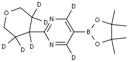 2-(tetrahydro-2H-pyran-4-yl-3,3,4,5,5-d5)-5-(4,4,5,5-tetramethyl-1,3,2-dioxaborolan-2-yl)pyrimidine-4,6-d2 Struktur