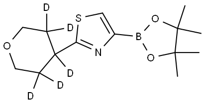 2-(tetrahydro-2H-pyran-4-yl-3,3,4,5,5-d5)-4-(4,4,5,5-tetramethyl-1,3,2-dioxaborolan-2-yl)thiazole Struktur