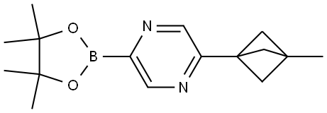 2-(3-methylbicyclo[1.1.1]pentan-1-yl)-5-(4,4,5,5-tetramethyl-1,3,2-dioxaborolan-2-yl)pyrazine Struktur