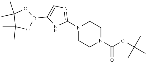 tert-butyl 4-(4-(4,4,5,5-tetramethyl-1,3,2-dioxaborolan-2-yl)-1H-imidazol-2-yl)piperazine-1-carboxylate Struktur