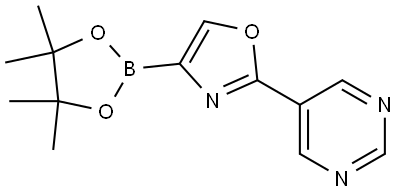 2-(pyrimidin-5-yl)-4-(4,4,5,5-tetramethyl-1,3,2-dioxaborolan-2-yl)oxazole Struktur