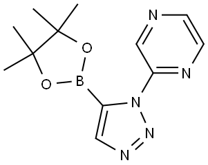 2-(5-(4,4,5,5-tetramethyl-1,3,2-dioxaborolan-2-yl)-1H-1,2,3-triazol-1-yl)pyrazine Struktur