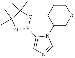 1-(tetrahydro-2H-pyran-3-yl)-5-(4,4,5,5-tetramethyl-1,3,2-dioxaborolan-2-yl)-1H-imidazole Struktur