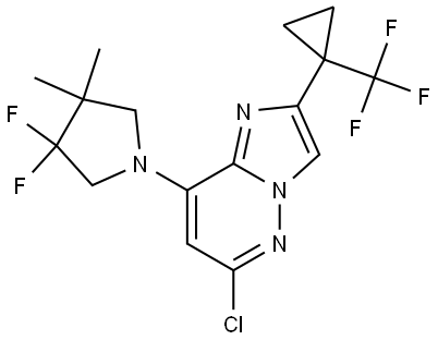 6-chloro-8-(3,3-difluoro-4,4-dimethylpyrrolidin-1-yl)-2-(1-(trifluoromethyl)cyclopropyl)imidazo[1,2-b]pyridazine Struktur