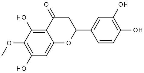 4H-1-Benzopyran-4-one, 2-(3,4-dihydroxyphenyl)-2,3-dihydro-5,7-dihydroxy-6-methoxy- Struktur