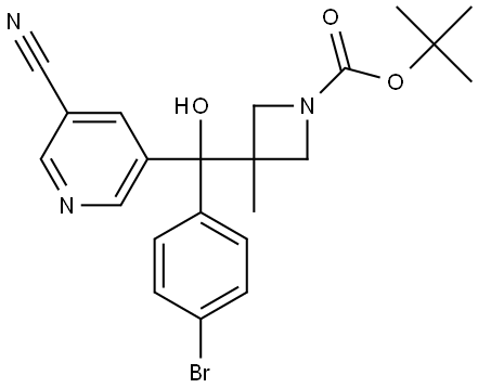 tert-butyl 3-((4-bromophenyl)(5-cyanopyridin-3-yl)(hydroxy)methyl)-3-methylazetidine-1-carboxylate Struktur