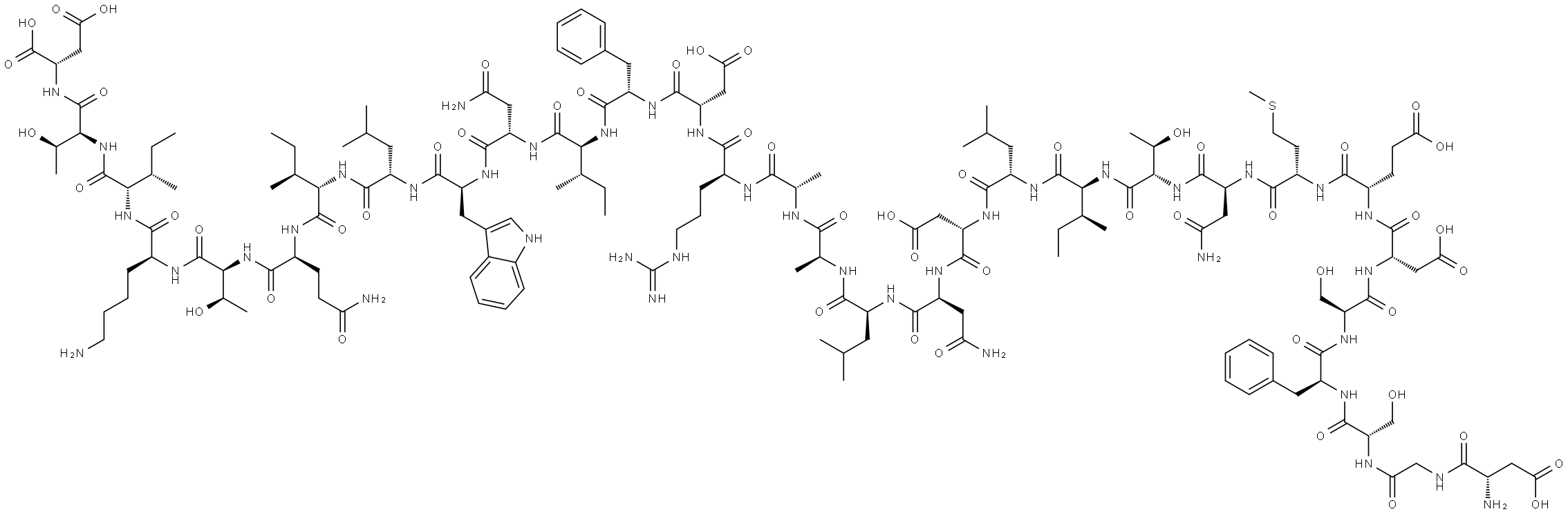 L-Aspartic acid, L-α-aspartylglycyl-L-seryl-L-phenylalanyl-L-seryl-L-α-aspartyl-L-α-glutamyl-L-methionyl-L-asparaginyl-L-threonyl-L-isoleucyl-L-leucyl-L-α-aspartyl-L-asparaginyl-L-leucyl-L-alanyl-L-alanyl-L-arginyl-L-α-aspartyl-L-phenylalanyl-L-isoleucyl-L-asparaginyl-L-tryptophyl-L-leucyl-L-isoleucyl-L-glutaminyl-L-threonyl-L-lysyl-L-isoleucyl-L-threonyl- Struktur