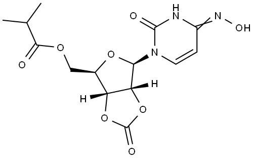 Uridine, 4-oxime, cyclic 2',3'-carbonate 5'-(2-methylpropanoate) Struktur