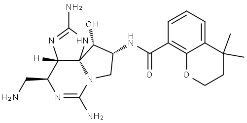 2,2,2-trichloroethyl ((3aS,4S,9R,10aS)-4-(azidomethyl)-9-(4,4-dimethylchromane-8-carboxamido)-10-oxo-6-(((2,2,2-trichloroethoxy)carbonyl)amino)-3a,4,9,10-tetrahydro-1H,8H-pyrrolo[1,2-c]purin-2-yl)sulfamate Struktur