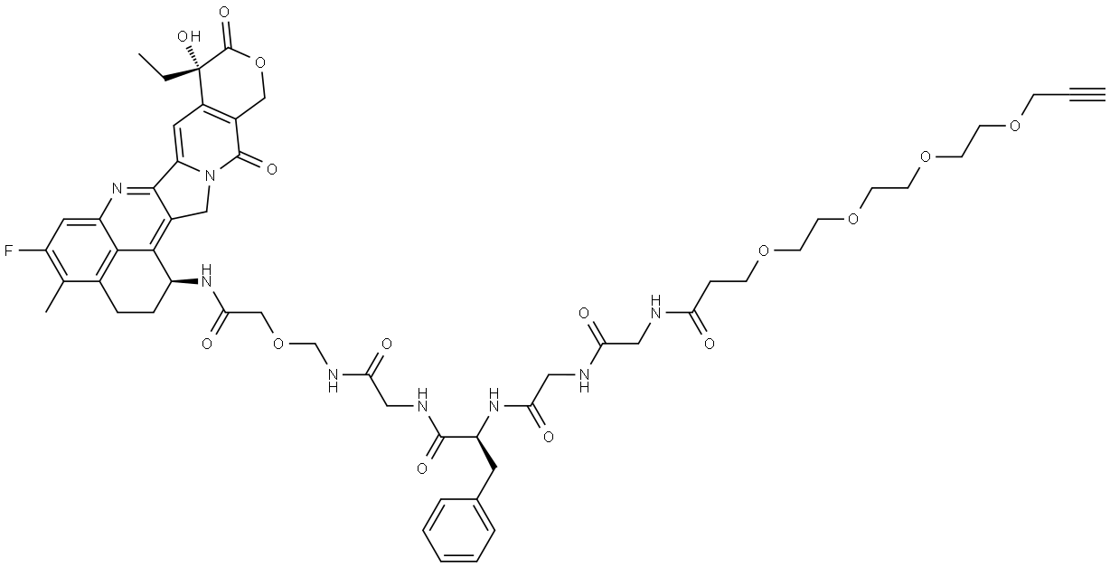 Propargyl-PEG4-GGFG-DXd Struktur