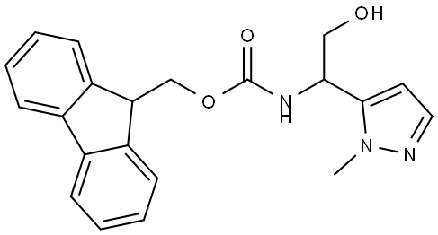 (9H-fluoren-9-yl)methyl (2-hydroxy-1-(1-methyl-1H-pyrazol-5-yl)ethyl)carbamate Struktur