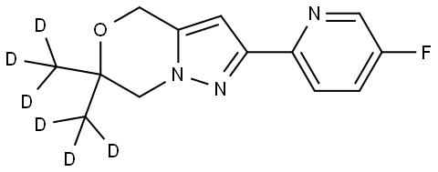 2-(5-fluoropyridin-2-yl)-6,6-bis(methyl-d3)-6,7-dihydro-4H-pyrazolo[5,1-c][1,4]oxazine Struktur