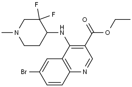 ethyl 6-bromo-4-((3,3-difluoro-1-methylpiperidin-4-yl)amino)quinoline-3-carboxylate Struktur