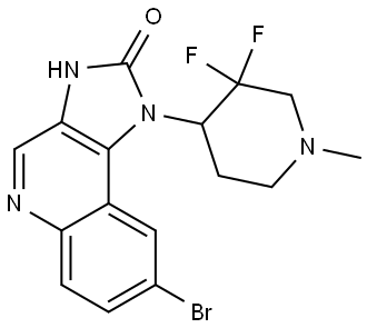 8-bromo-1-(3,3-difluoro-1-methylpiperidin-4-yl)-1,3-dihydro-2H-imidazo[4,5-c]quinolin-2-one Struktur