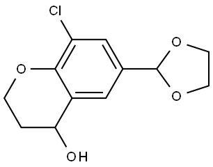 8-Chloro-6-(1,3-dioxolan-2-yl)-3,4-dihydro-2H-1-benzopyran-4-ol Struktur