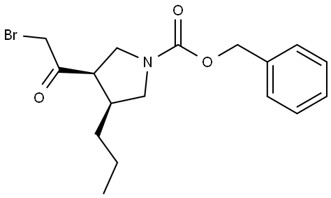 1-Pyrrolidinecarboxylic acid, 3-(2-bromoacetyl)-4-propyl-, phenylmethyl ester, (3R,4S)- Struktur