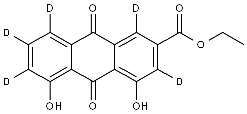 ethyl 4,5-dihydroxy-9,10-dioxo-9,10-dihydroanthracene-2-carboxylate-1,3,6,7,8-d5 Struktur