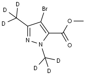 methyl 4-bromo-1,3-bis(methyl-d3)-1H-pyrazole-5-carboxylate Struktur