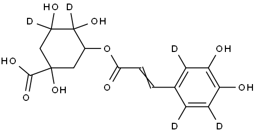 (E)-3-((3-(3,4-dihydroxyphenyl-2,5,6-d3)acryloyl)oxy)-1,4,5-trihydroxycyclohexane-1-carboxylic-4,5-d2 acid Struktur