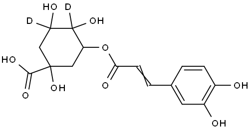 (E)-3-((3-(3,4-dihydroxyphenyl)acryloyl)oxy)-1,4,5-trihydroxycyclohexane-1-carboxylic-4,5-d2 acid Struktur