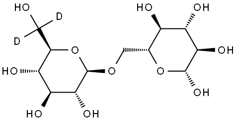 (2R,3R,4S,5S,6R)-6-((((2R,3R,4S,5S,6R)-3,4,5-trihydroxy-6-(hydroxymethyl-d2)tetrahydro-2H-pyran-2-yl)oxy)methyl)tetrahydro-2H-pyran-2,3,4,5-tetraol Struktur