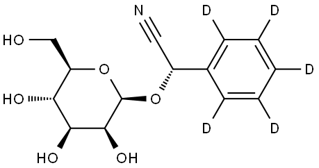 (S)-2-(phenyl-d5)-2-(((2R,3S,4S,5S,6R)-3,4,5-trihydroxy-6-(hydroxymethyl)tetrahydro-2H-pyran-2-yl)oxy)acetonitrile Struktur