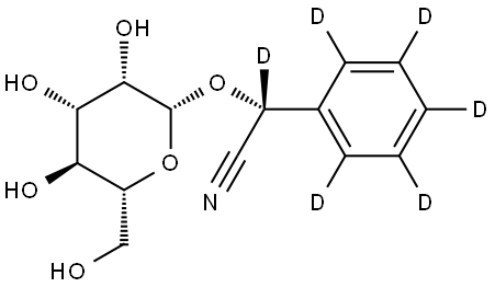 (R)-2-(phenyl-d5)-2-(((2R,3S,4S,5S,6R)-3,4,5-trihydroxy-6-(hydroxymethyl)tetrahydro-2H-pyran-2-yl)oxy)acetonitrile-d Struktur