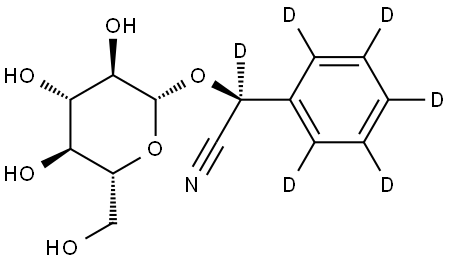 (R)-2-(phenyl-d5)-2-(((2R,3S,4S,5S,6R)-3,4,5-trihydroxy-6-(hydroxymethyl)tetrahydro-2H-pyran-2-yl)oxy)acetonitrile Struktur