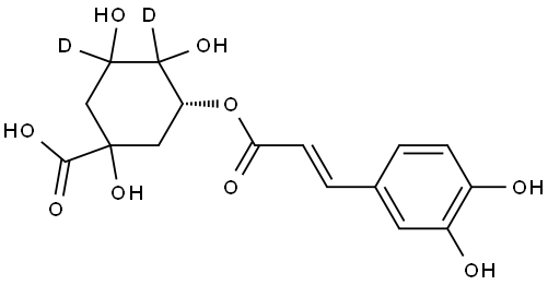 (3R)-3-(((E)-3-(3,4-dihydroxyphenyl)acryloyl)oxy)-1,4,5-trihydroxycyclohexane-1-carboxylic-4,5-d2 acid Struktur