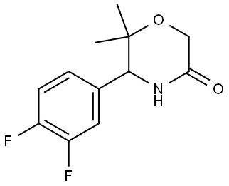 (R)-5-(3,4-difluorophenyl)-6,6-dimethylmorpholin-3-one Struktur