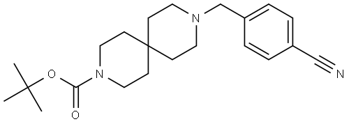 3,9-Diazaspiro[5.5]undecane-3-carboxylic acid, 9-[(4-cyanophenyl)methyl]-, 1,1-dimethylethyl ester Struktur